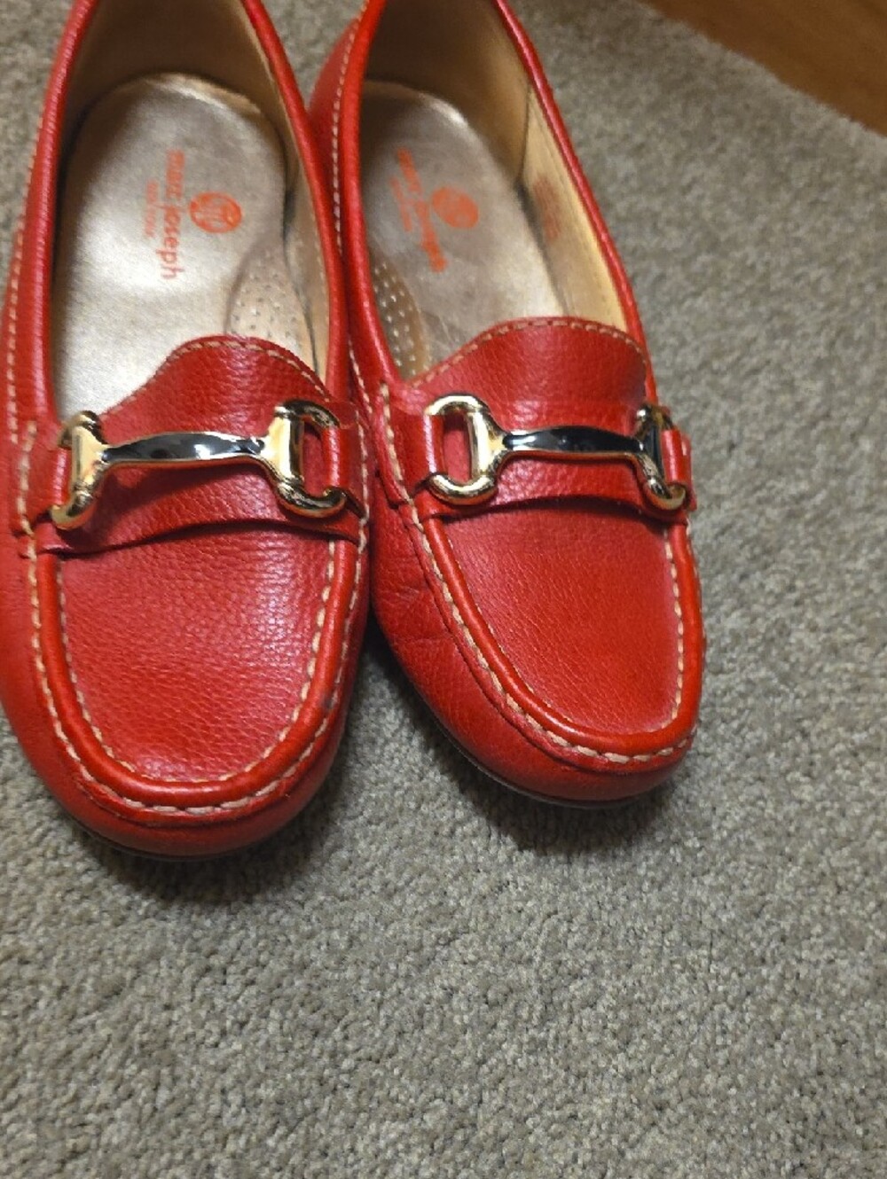 Marc Joseph Vibrant Orange-Red Leather Bit Loafers - Picture 5 of 7